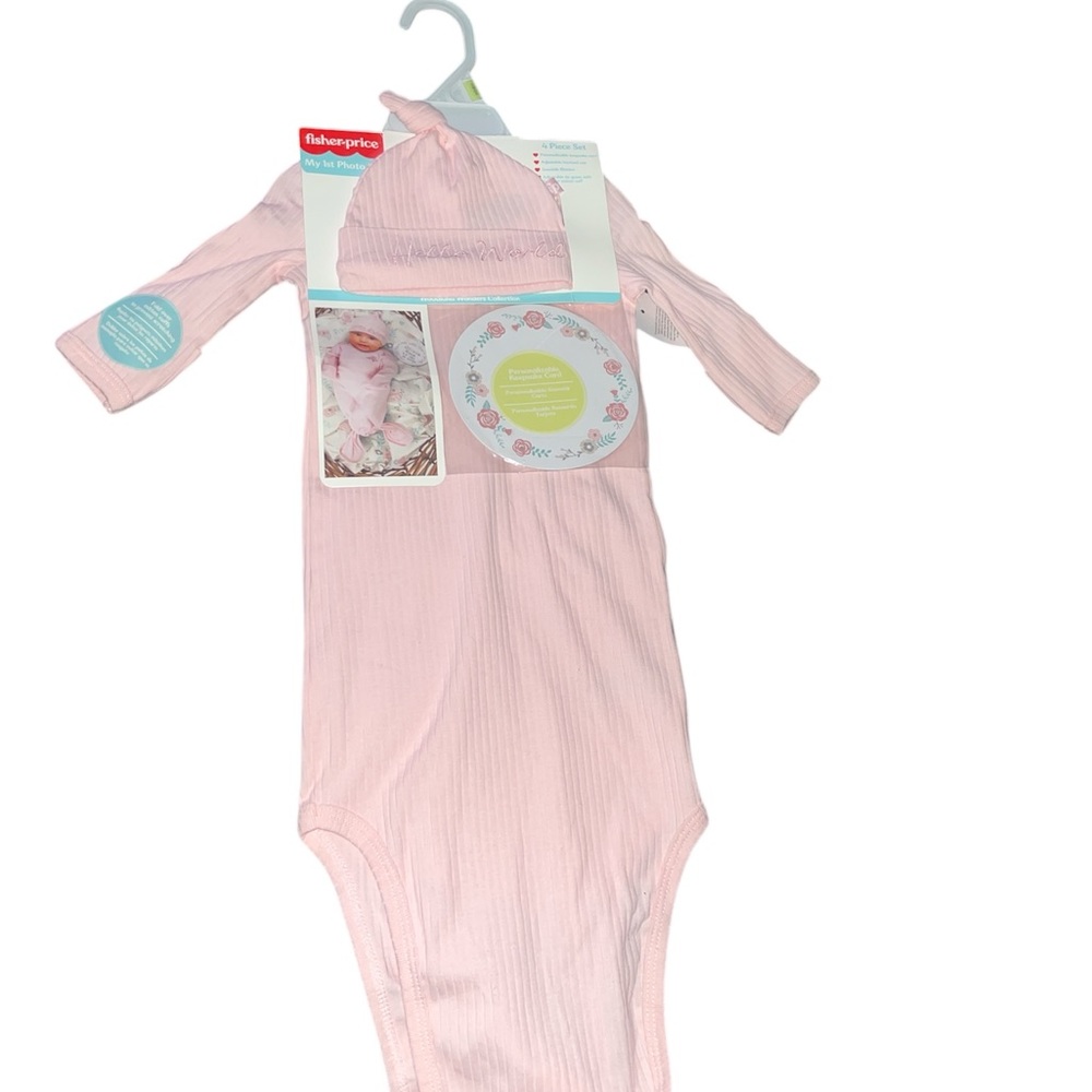 Fisher-Price My 1st Photo Baby Sleep Gown, Hat and Blanket Set